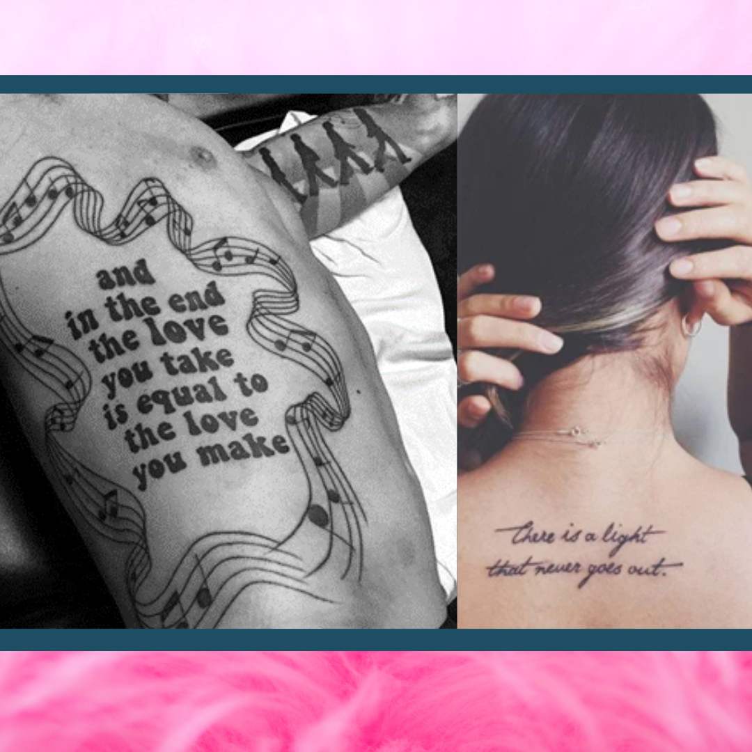 Ideas de tatuajes completar tu look rockero: Una frase de una rola